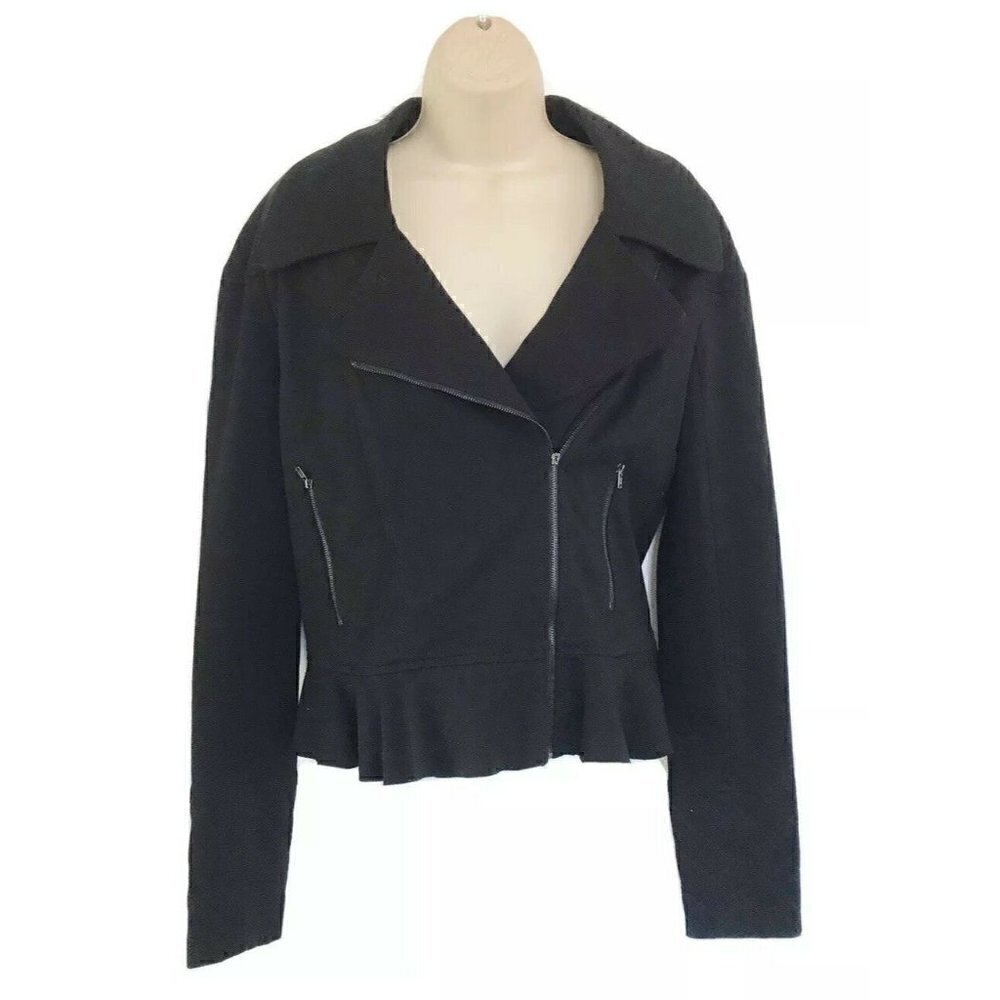 7 for All Mankind Asym Black Zip Moto Jacket